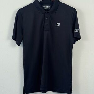 Hydrogen Golf Black Polo Shirt M Skull Logo Nylon Excellent Condition